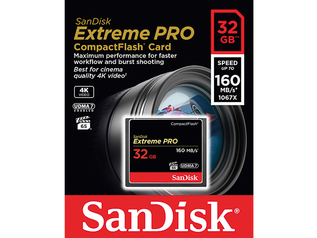 SANDISK CF EXTREME PRO KARTE 32GB SDCFXPS-032G-X46 160MB/s Klasse 10 1