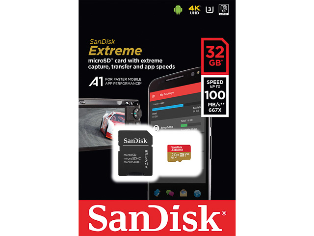 SANDISK MICRO SDHC KARTE UHS-I U3 32GB SDSQXAF-032G-GN6MA Klasse 10 + Adapter 1