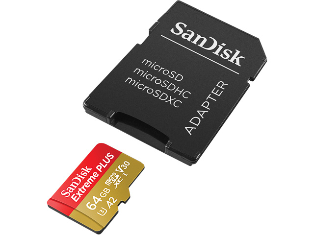 SANDISK EXTREME PLUS MSDXC KARTE 64GB SDSQXBZ-064G-GN6MA Klasse 10 + Adapter 1
