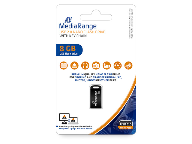 MEDIARANGE NANO USB STICK 8GB MR920 USB 2.0 schwarz 1