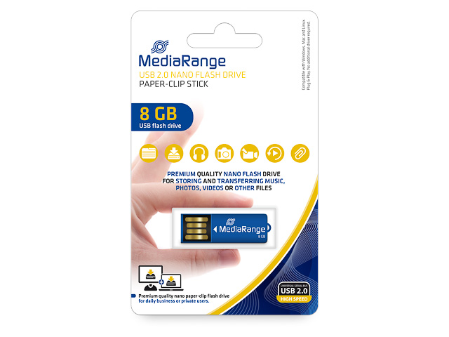 MEDIARANGE NANO USB STICK 8GB MR975 14MB/s USB 2.0 blau 1