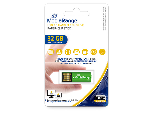 MEDIARANGE NANO FLASH DRIVE 32GB MR977 MB14/s USB 2.0 green 1