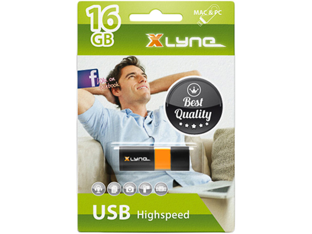 XLYNE KEY WAVE USB STICK 16GB 7116000 USB 2.0 black-orange 1