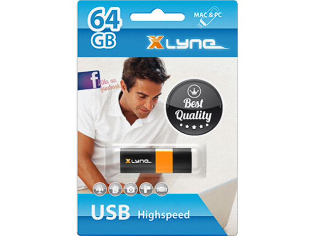 XLYNE KEY WAVE USB STICK 64GB 7164000 USB 2.0 black-orange 1