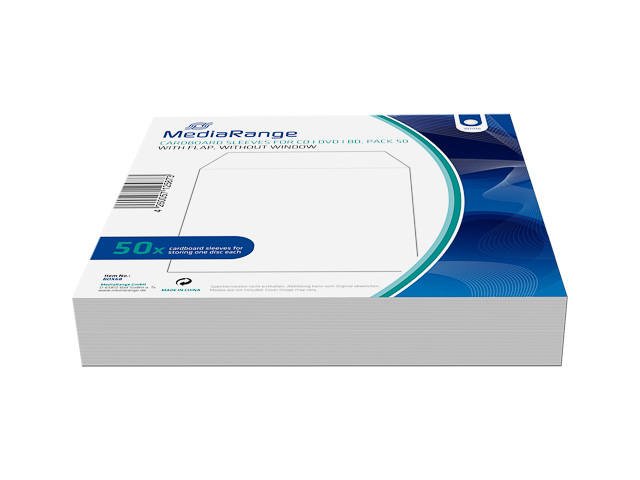 MEDIARANGE CD CARTON SLEEVES 1DISC (50) BOX68 empty cases white 1