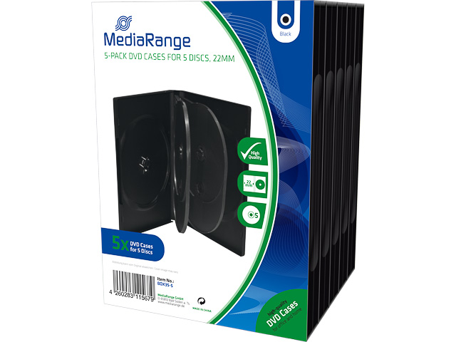 MEDIARANGE DVD CASE 5DISK (5) BOX35-5 empty cases black 1