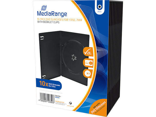 MEDIARANGE DVD SLIM CASE 1DISC (10) R BOX33 empty cases black 1