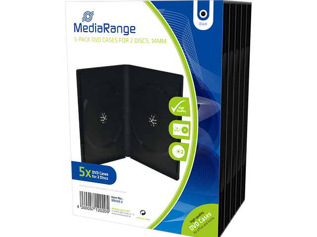 MEDIARANGE DVD CASE 2DISC (5) R BOX30-2 empty cases black 1