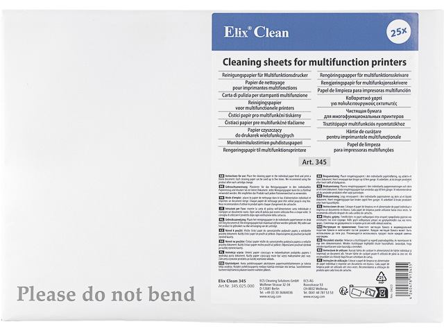 345025 ELIX CLEAN cleaning sheet 25sheet copier laser 1