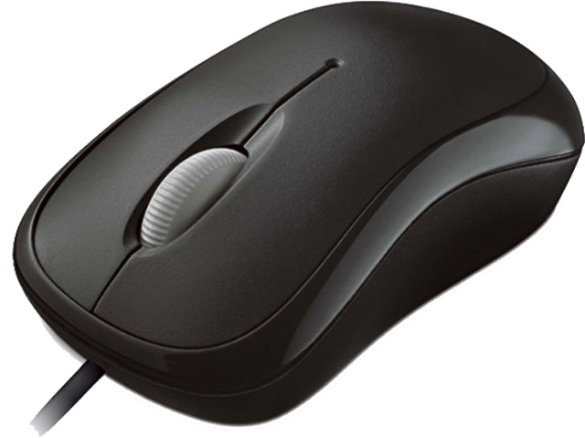 MICROSOFT BASIC OPTICAL USB MOUSE BLACK P58-00057 3buttons wired ambidextrous 1