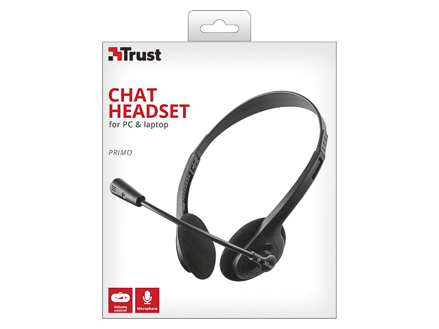 TRUST PRIMO CHAT STERO HEADSET 3.5mm 21665 wired black on-ear 1