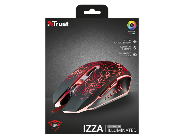 TRUST GXT105 IZZA GAMING MAUS 21683 6buttons wired ambidextrous RGB 1