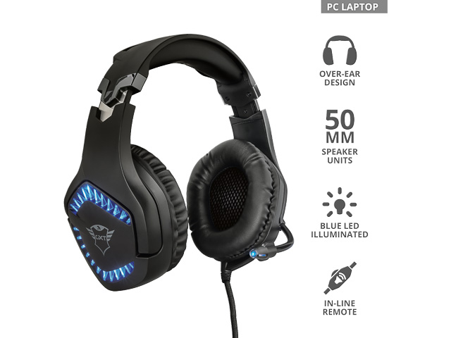 TRUST GXT460 VARZZ GAMING HEADSET 23380 wired blue over-ear illuminated 1