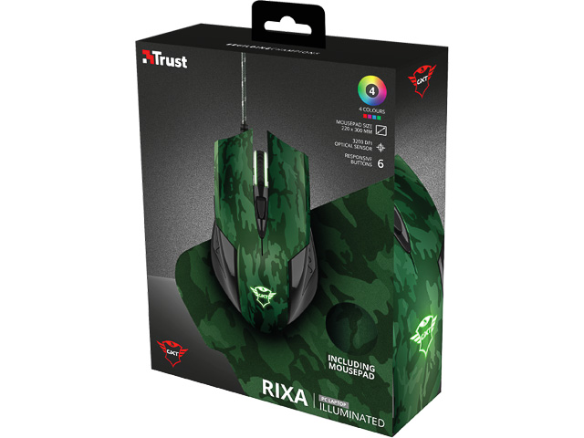 TRUST GXT781 RIXA CAMO MOUSE + MOUSEPAD 23611 with cable camouflage 1