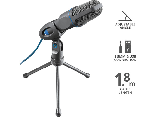 TRUST MICO USB MICROPHONE 23790 Tripod with 1,8m cable PC laptop 1