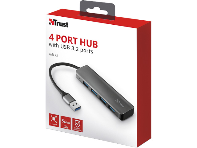 TRUST HALYX 4-PORT USB 3.2 HUB 23327 Aluminium 1