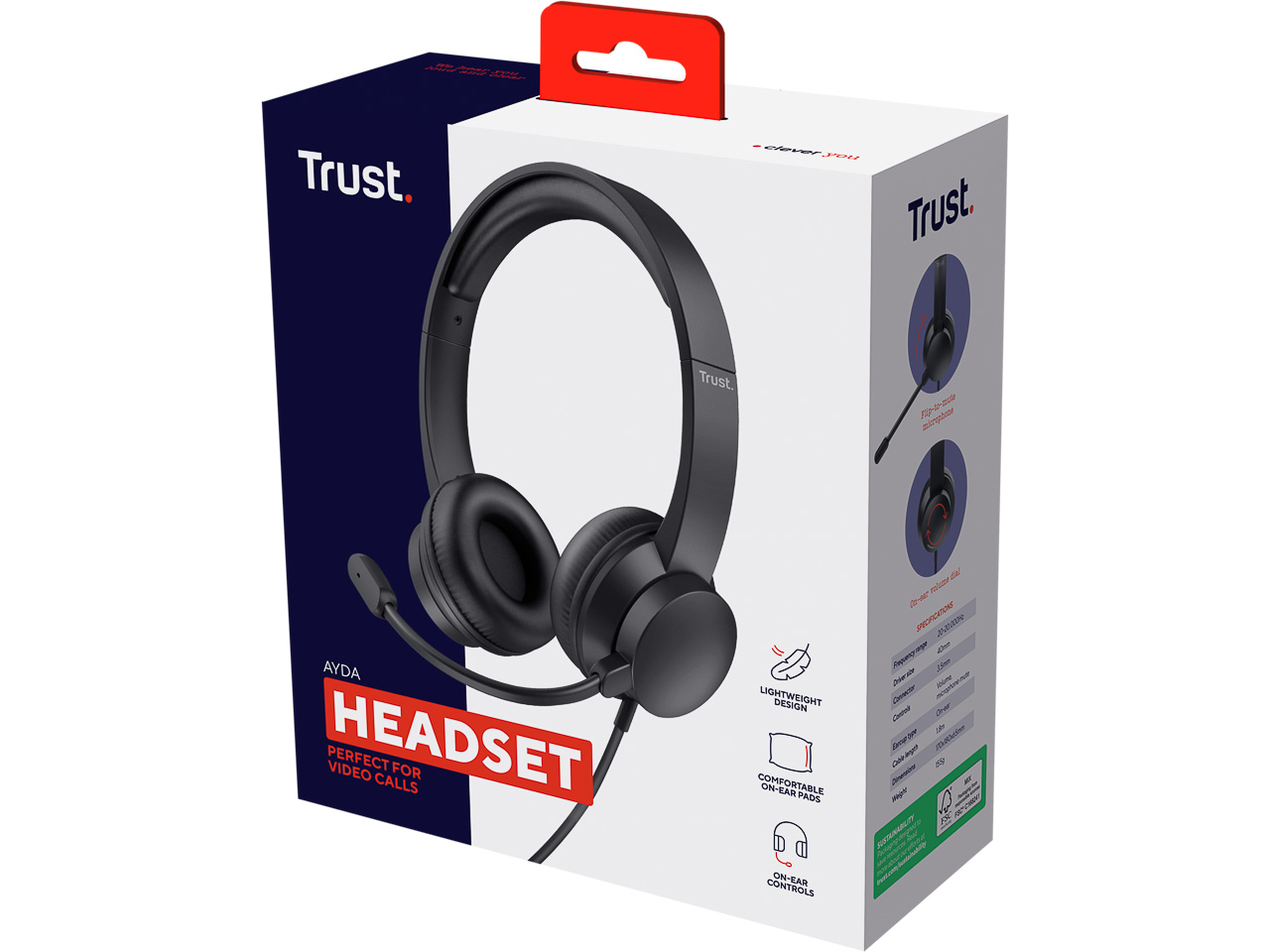 TRUST AYDA PC STEREO HEADSET 3.5mm 25087 wired black on-ear 1