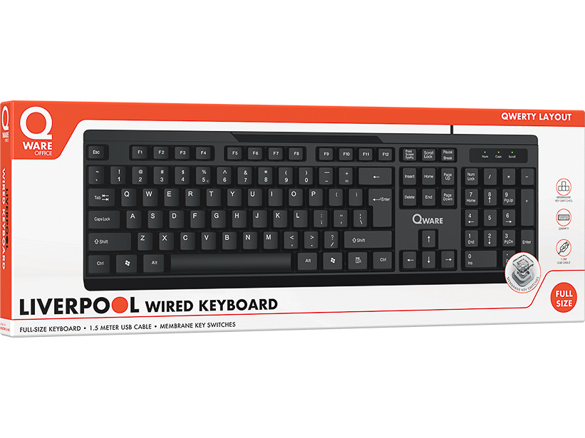 QWARE OFFICE LIVERPOOL KEYBOARD QWERTY QW PCK-015BL wired black 1