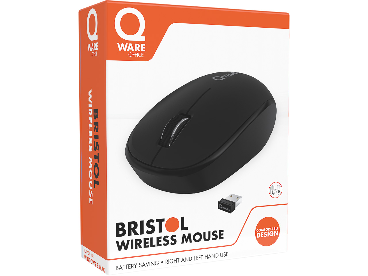 QWARE OFFICE BRISTOL MOUSE BLACK QW PCM-110BL 3buttons USB wireless 1