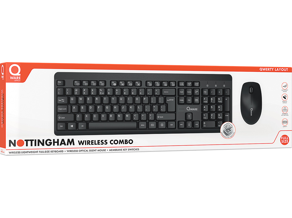 QWARE OFFICE NOTTINGHAM COMBO QWERTY QW PCB-230BL mouse+keyboard USB wireless 1