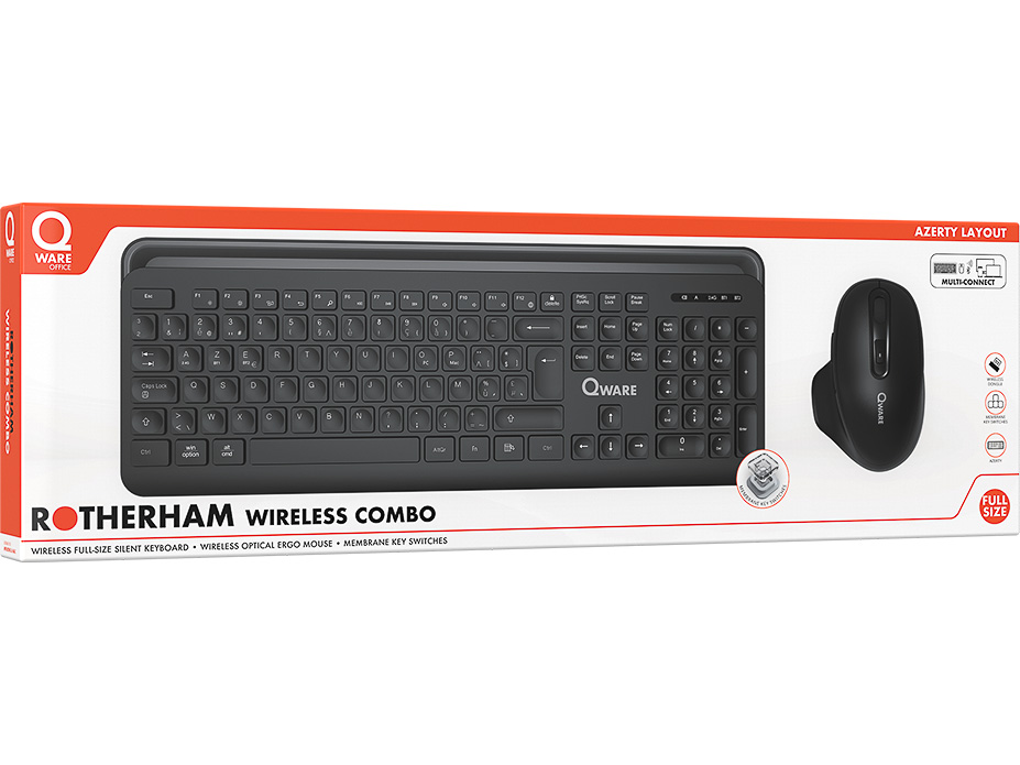 QWARE OFFICE ROTHERHAM COMBO AZERTY QW PCB-378BL mouse+keyboard BT wireless 1