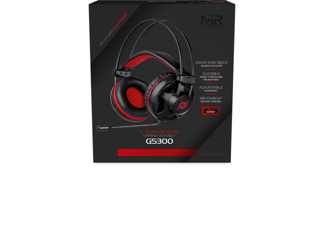 MEDIARANGE GAMING 5.1 SURROUND HEADSET MRGS300 wired black-red over-ear 1
