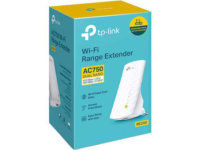 TP-LINK AC750 WLAN MESH REPEATER RE200 WiFi5 300/433Mbps 2.4/5GHz 1