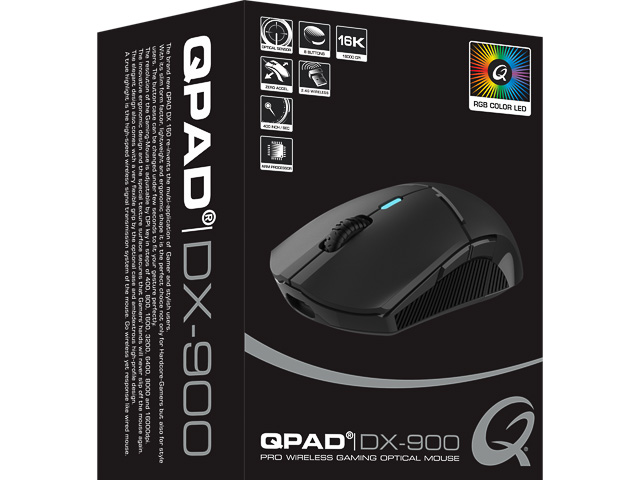 QPAD DX900 PRO GAMING OPTICAL MOUSE 9J.Q4C88.001 8buttons/wrls/ambidextrous 1