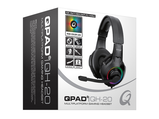 QPAD QH20 PRO GAMING HEADSET 3.5mm 9J.H3593.H20 wired black over-ear 1
