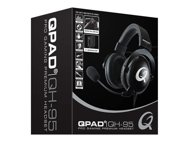 QPAD QH95 USB PRO GAMING HEADSET 2x3.5mm 9J.H3593.H95 wired black over-ear 1