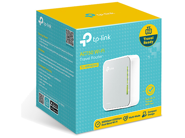 TP-LINK AC750 TRAVEL ROUTER TL-WR902AC WiFi4 300/433Mbps 2.4/5GHz 1