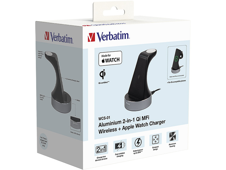VERBATIM WCS-01 QI MFI 2in1 CHARGER 49555 wireless + Apple Watch charger 1