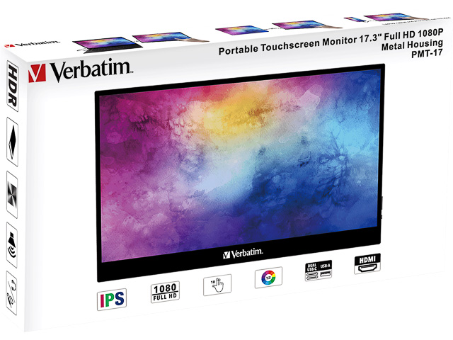 49593 VERBATIM PMT17 Touchscreen Monitor 17" (43,2cm) 1920x1080dpi FHD tragbar 1
