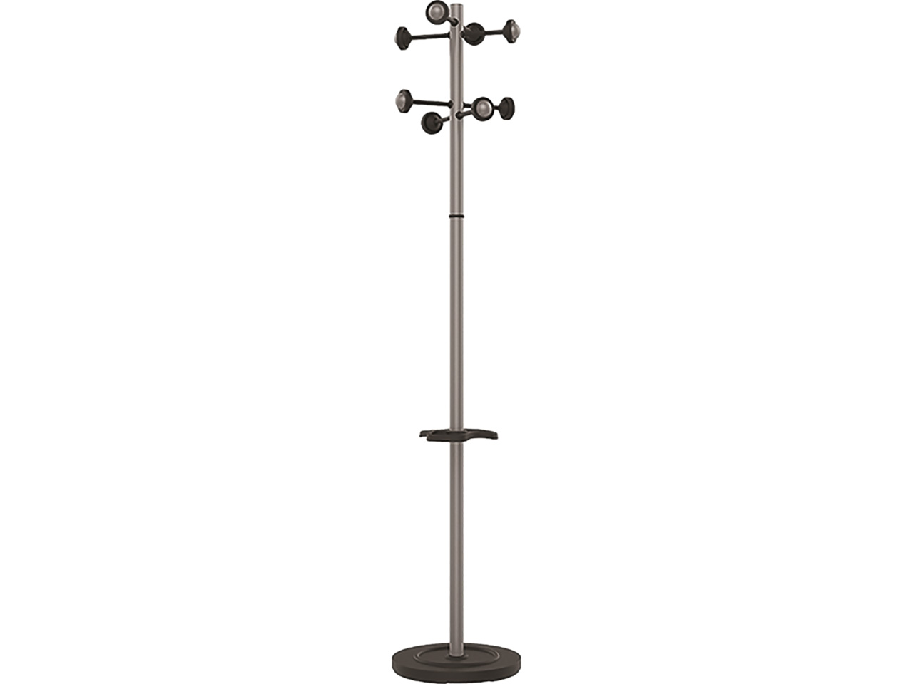100340698 UNILUX ACCUEIL WARDROBE STAND metall grey 175cm with 8 coat hanger 1