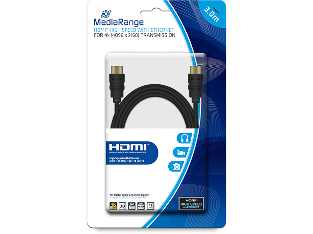 MEDIARANGE HDMI KABEL 3m MRCS157 schwarz 1