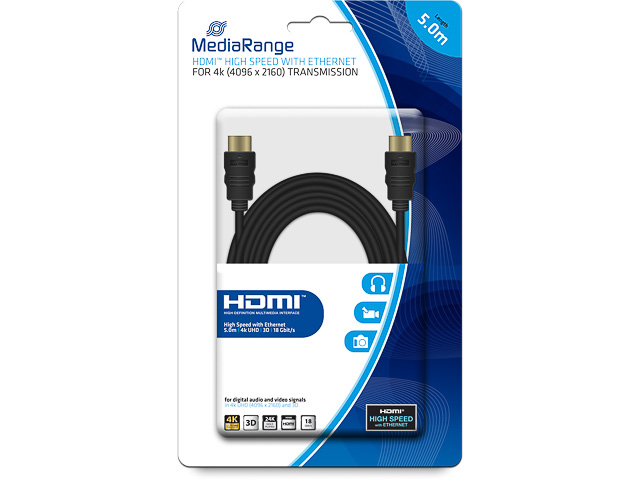 MEDIARANGE HDMI CABLE 5m MRCS158 black 1