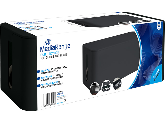 MEDIARANGE CABLE TIDY BOX  405x133x155mm MRCS308 black 1
