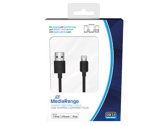MEDIARANGE CHARGER AND DATA CABLE 1m MRCS137 USB 2.0 to Apple Lightning 1