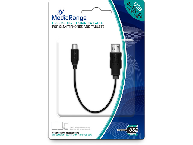 MEDIARANGE USB ON-THE-GO ADAPTOR CABLE MRCS168 USB 2.0 plug + socket 20cm 1