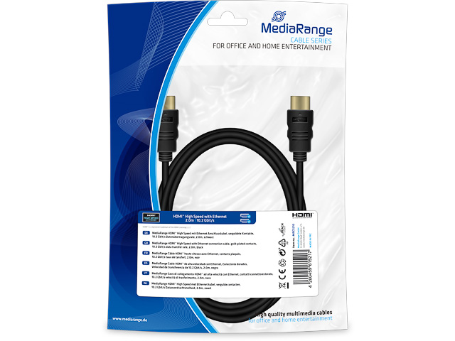 MEDIARANGE HDMI Connection cable 2m MRCS210 10.2GB black 1