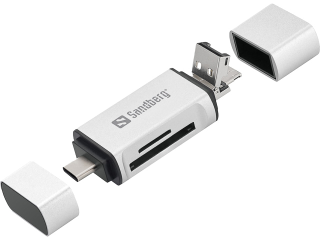 SANDBERG USB-C+USB+MICROUSB READER 136-28 aluminium 1