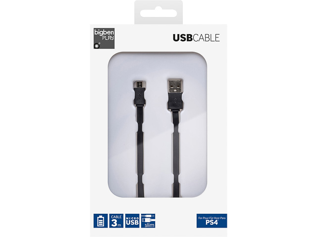 BIGBEN GAMING USB LADEKABEL 3m PS4 BB320763 schwarz 1