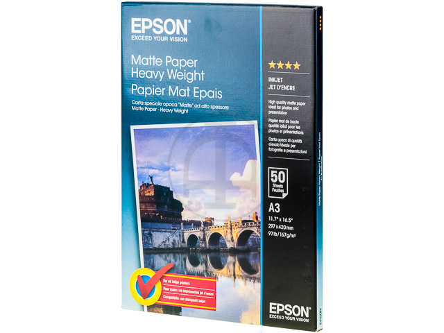 C13S041261 EPSON Papier A3 (297x420mm) 50Blatt weiss 167gr matt schwer 1