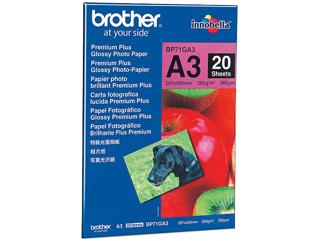 BP71GA3 BROTHER Premium Plus Fotopapier A3 (297x420mm) 20Blatt weiss 260gr 1