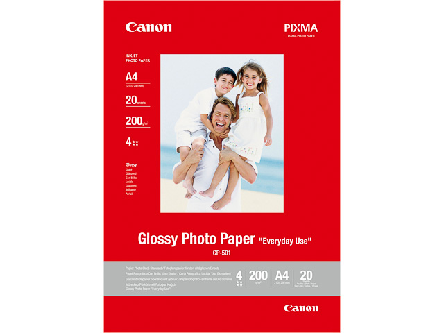 0775B082 CANON Fotopapier A4 (210x297mm) 20Blatt weiss GP501 200gr glaenzend 1