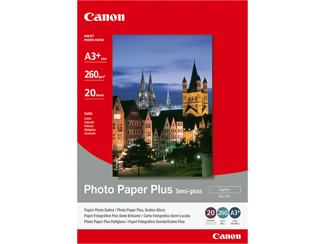 1686B032 CANON Plus Fotopapier A3+ (330x483mm) 20vel wit SG201 260gr 1