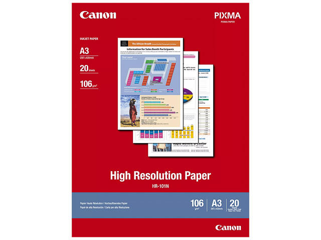 1033A006 CANON Fotopapier A3 (297x420mm) 20Blatt weiss HR101 106gr hochaufloesend 1