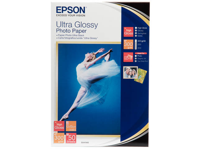 C13S041943 EPSON photo paper 10x15cm 50 sheet white ultra 300gr high gloss 1
