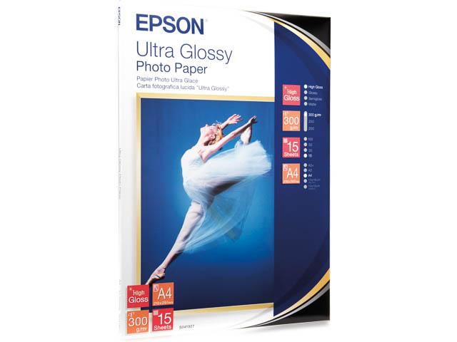 C13S041927 EPSON Fotopapier A4 (210x297mm) 15vel wit ultra 300gr 1