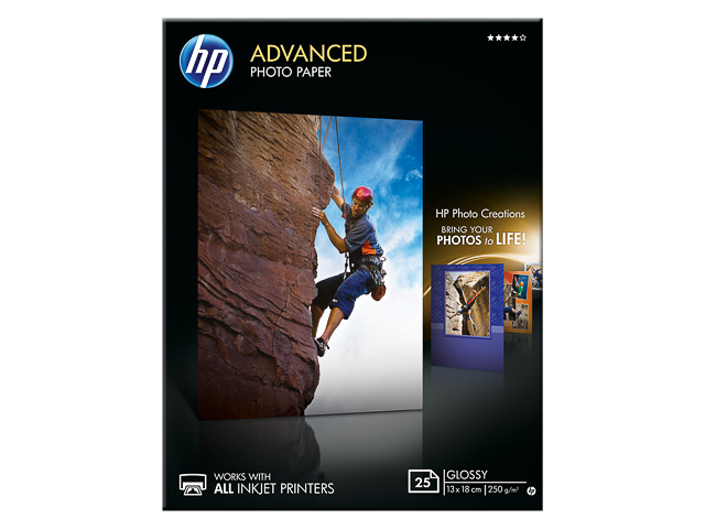 Q8696A HP Advanced Fotopapier 13x18cm 25 vel wit 250gr glossy 1